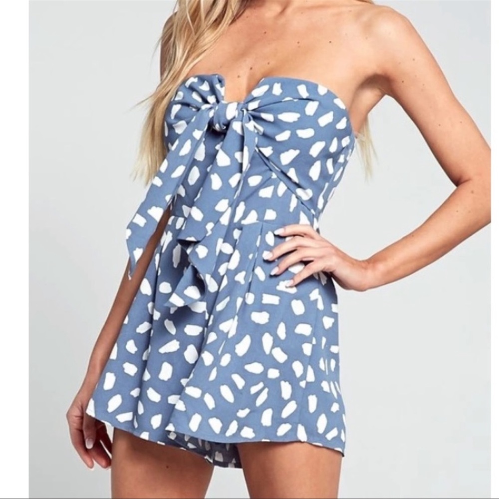 Blue Blush Strapless Romper
